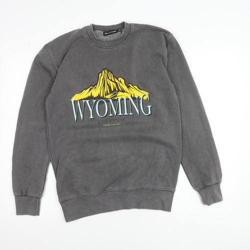 PrettyLittleThing Women Grey XS Wyoming Graphic Pullover Sweatshirt