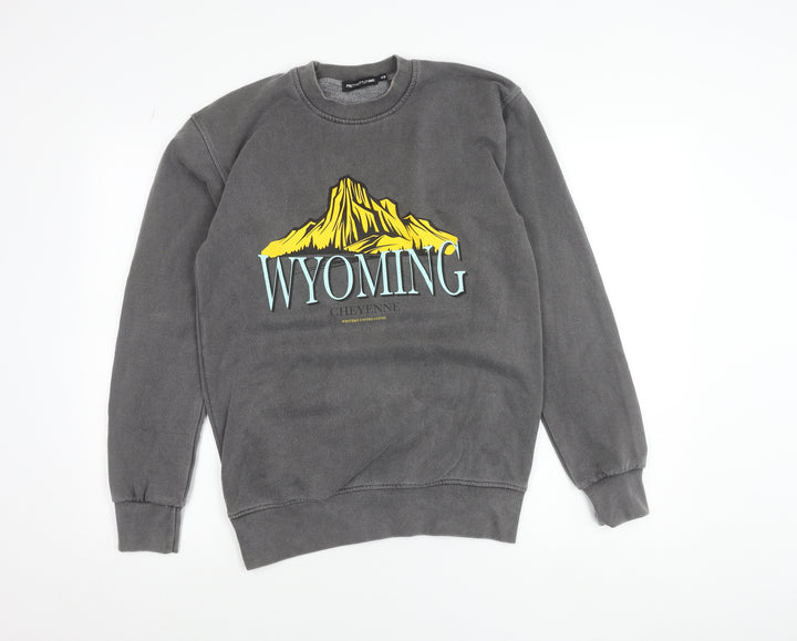 PrettyLittleThing Women Grey XS Wyoming Graphic Pullover Sweatshirt