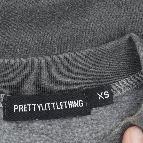 PrettyLittleThing Women Grey XS Wyoming Graphic Pullover Sweatshirt