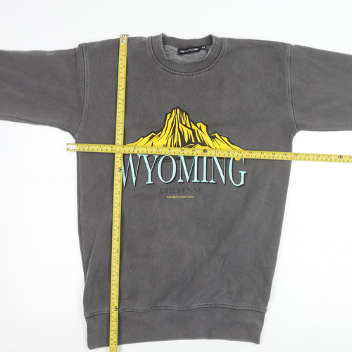 PrettyLittleThing Women Grey XS Wyoming Graphic Pullover Sweatshirt