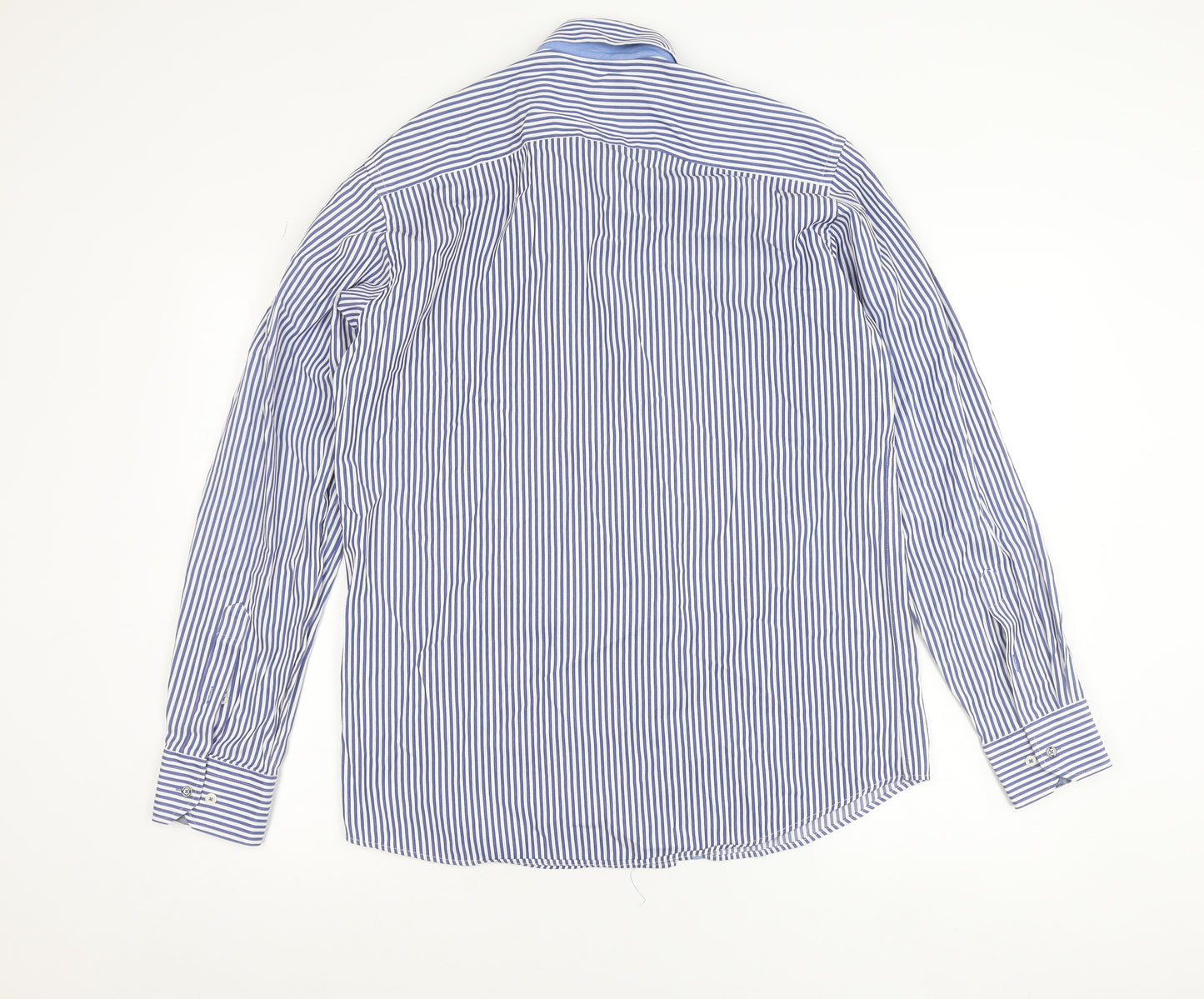 Yachting & Co Men's Blue Striped Cotton Button-Up Shirt L