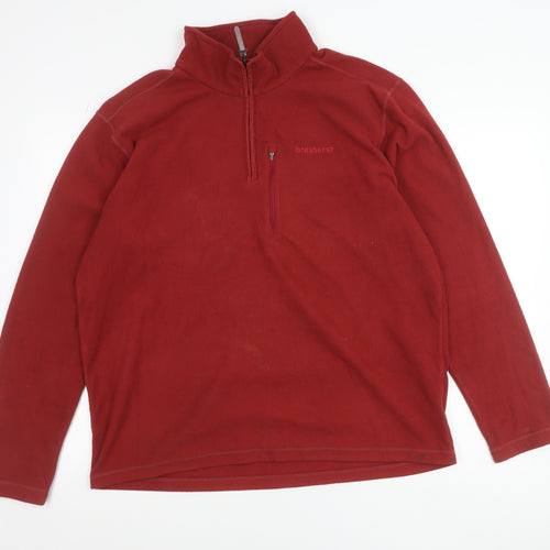Brasher Mens Red Fleece 1/4 Zip Pullover Sweatshirt XL