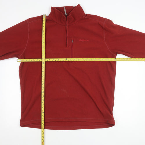 Brasher Mens Red Fleece 1/4 Zip Pullover Sweatshirt XL
