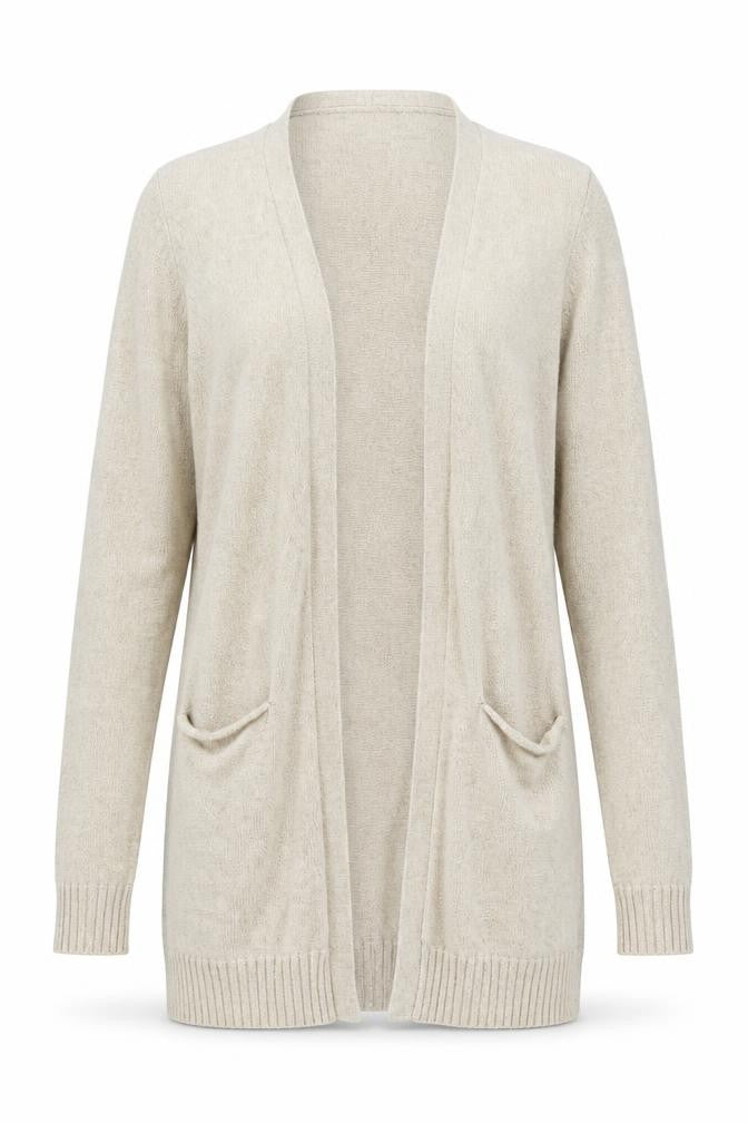 Vila Women Beige Open Knit Long Sleeve Cardigan XS