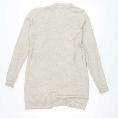 Vila Women Beige Open Knit Long Sleeve Cardigan XS