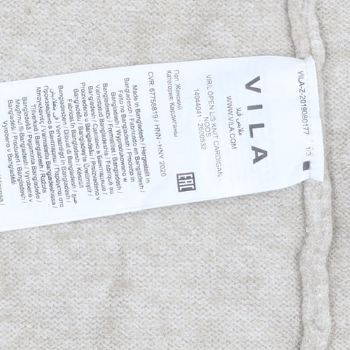Vila Women Beige Open Knit Long Sleeve Cardigan XS