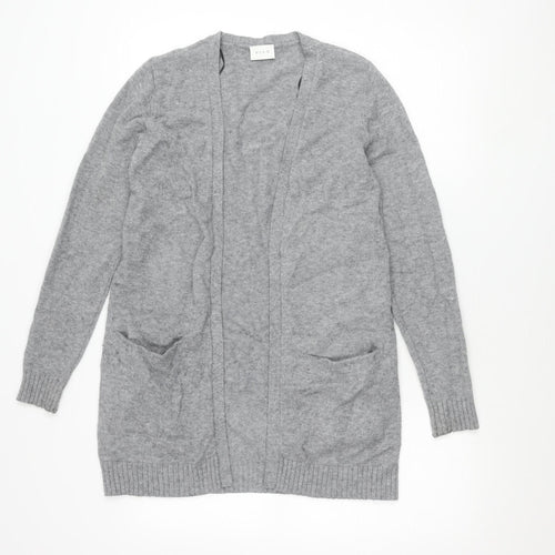 Vila Women’s Grey Knit Open Cardigan Size S Viscose Blend