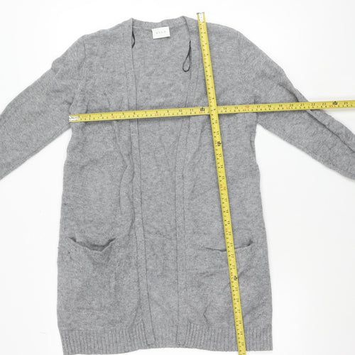 Vila Women’s Grey Knit Open Cardigan Size S Viscose Blend