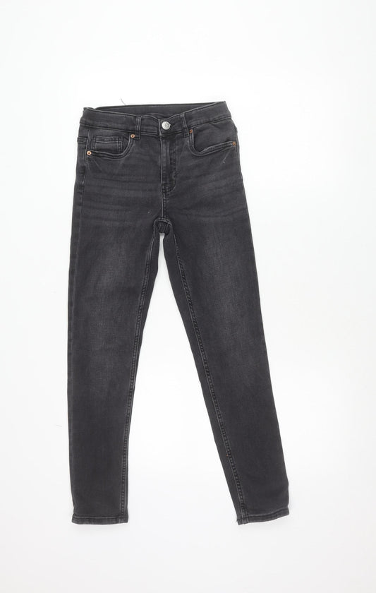 Zara Girls Black Skinny Jeans 11-12 Years Dark Wash Denim Stretch
