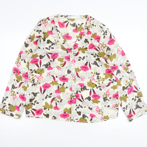 Zara Women Multicoloured Floral Long Sleeve Button-Up Blouse Size 14
