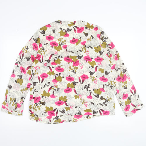 Zara Women Multicoloured Floral Long Sleeve Button-Up Blouse Size 14