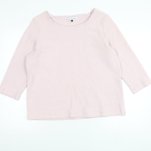 Kelly & Grace Women’s Pink Waffle-Knit 3/4 Sleeve Pullover Jumper L