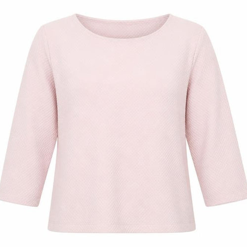 Kelly & Grace Women’s Pink Waffle-Knit 3/4 Sleeve Pullover Jumper L
