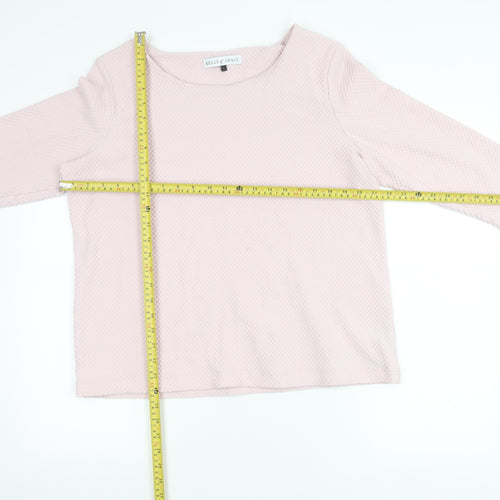 Kelly & Grace Women’s Pink Waffle-Knit 3/4 Sleeve Pullover Jumper L