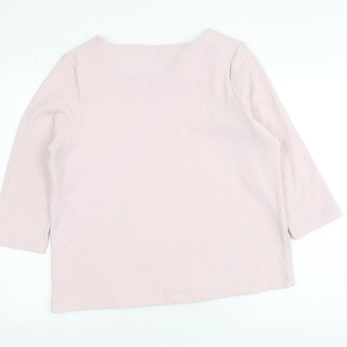 Kelly & Grace Women’s Pink Waffle-Knit 3/4 Sleeve Pullover Jumper L