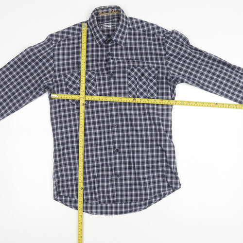 Selected Homme Men’s Blue Checked Long Sleeve Cotton Button-Up Shirt Size S