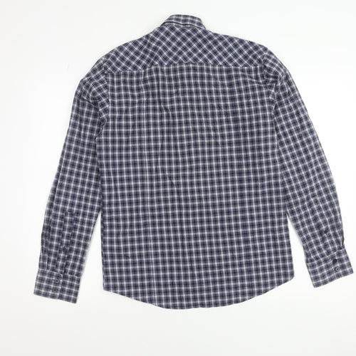 Selected Homme Men’s Blue Checked Long Sleeve Cotton Button-Up Shirt Size S