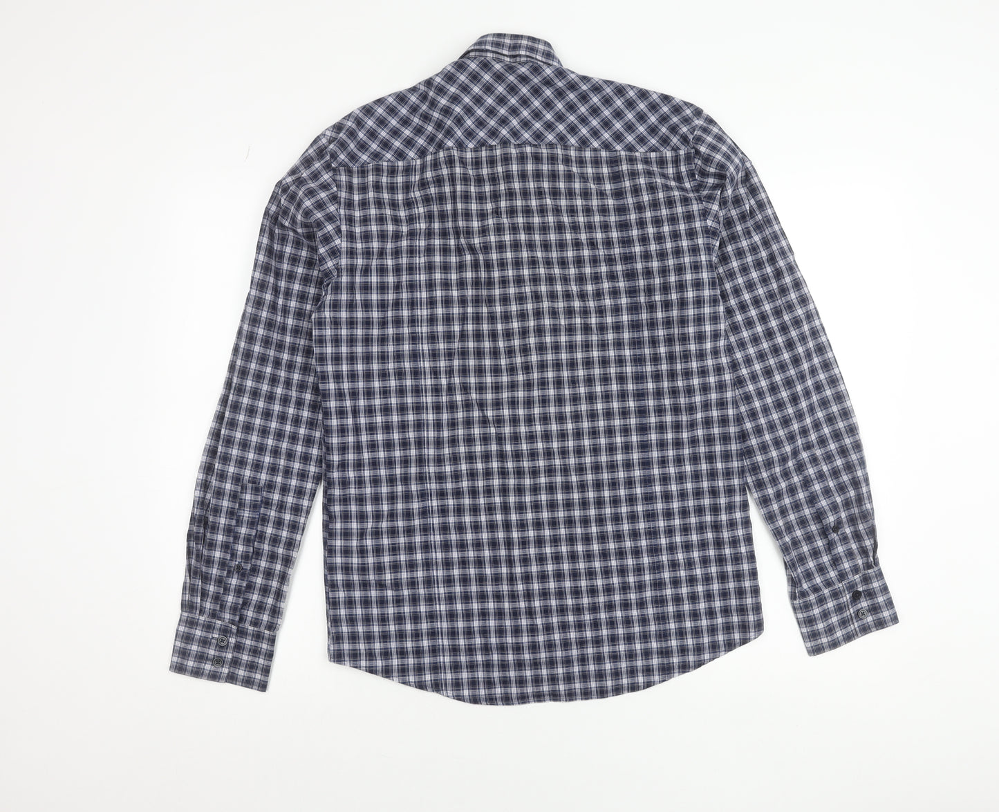 Selected Homme Men’s Blue Checked Long Sleeve Cotton Button-Up Shirt Size S