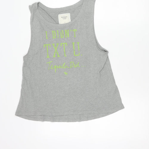 Abercrombie & Fitch Men's Grey Sleeveless Graphic T-Shirt Size L