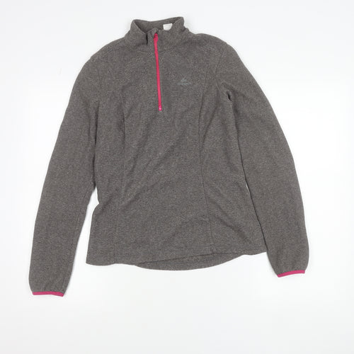 Decathlon Women Grey Fleece 1/2 Zip Lightweight Jacket Size S