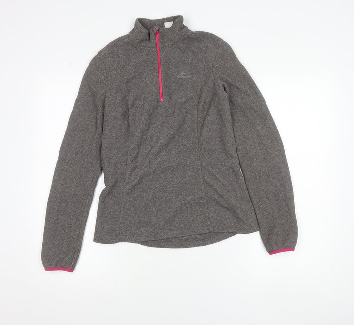 Decathlon Women Grey Fleece 1/2 Zip Lightweight Jacket Size S