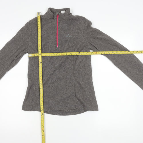 Decathlon Women Grey Fleece 1/2 Zip Lightweight Jacket Size S