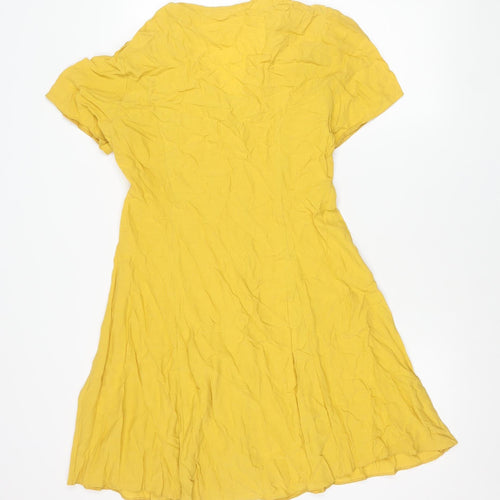 New Look Women's Yellow Viscose A-Line Button Dress Size 12