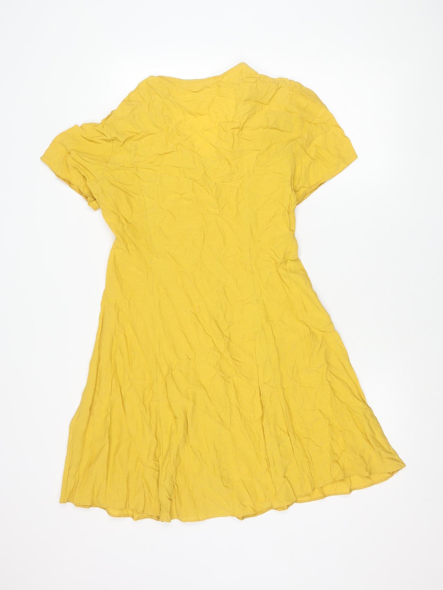 New Look Women's Yellow Viscose A-Line Button Dress Size 12