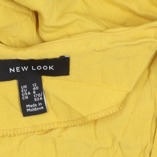 New Look Women's Yellow Viscose A-Line Button Dress Size 12