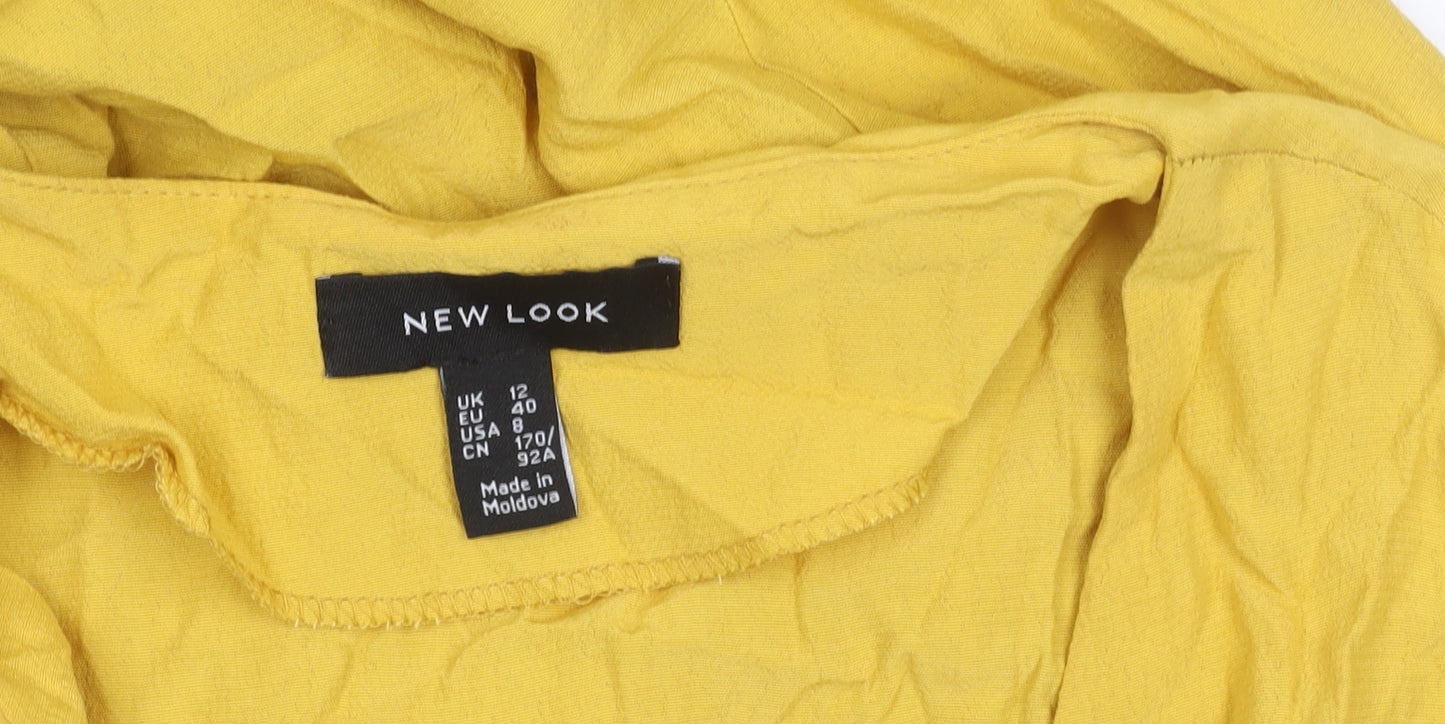 New Look Women's Yellow Viscose A-Line Button Dress Size 12