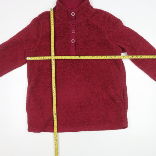 BM-Essentials Women’s Red Fleece Henley Sweatshirt Size M