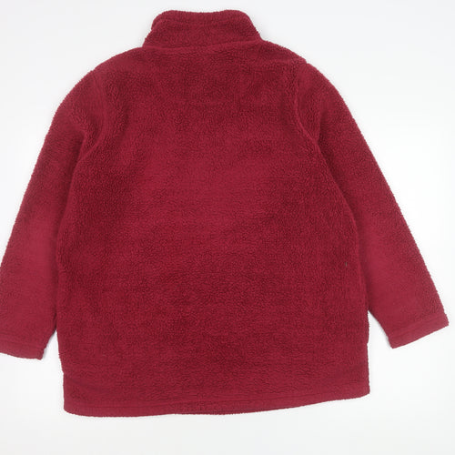 BM-Essentials Women’s Red Fleece Henley Sweatshirt Size M