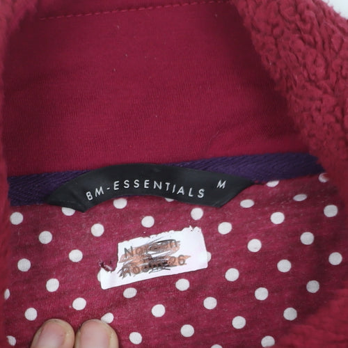 BM-Essentials Women’s Red Fleece Henley Sweatshirt Size M