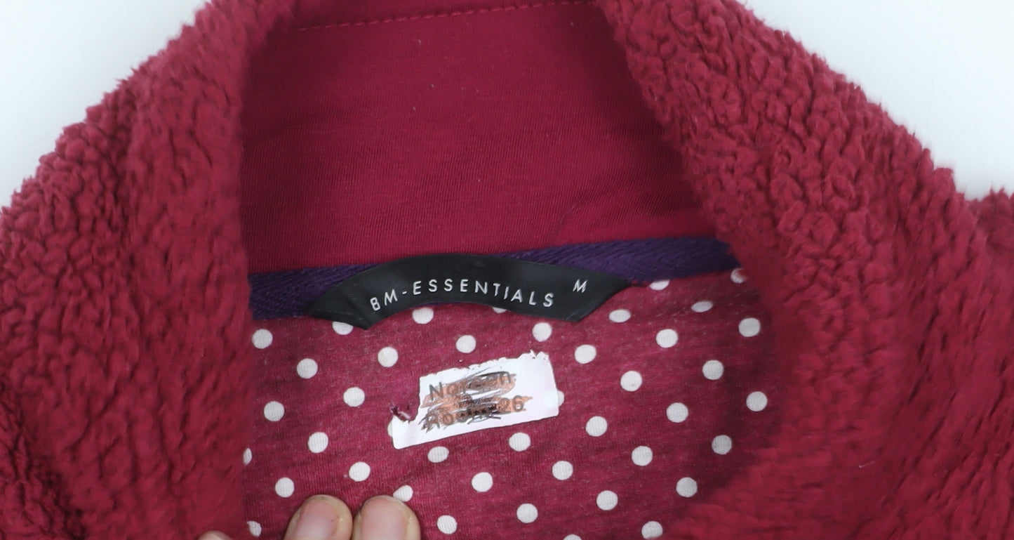 BM-Essentials Women’s Red Fleece Henley Sweatshirt Size M