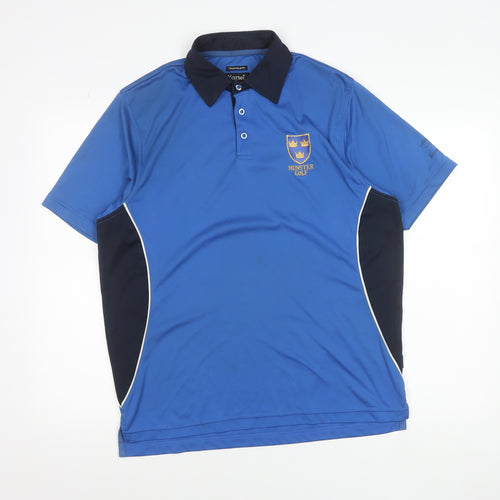 Kartel Mens Blue Polo Shirt L Munster Golf Technical Fit Short Sleeve