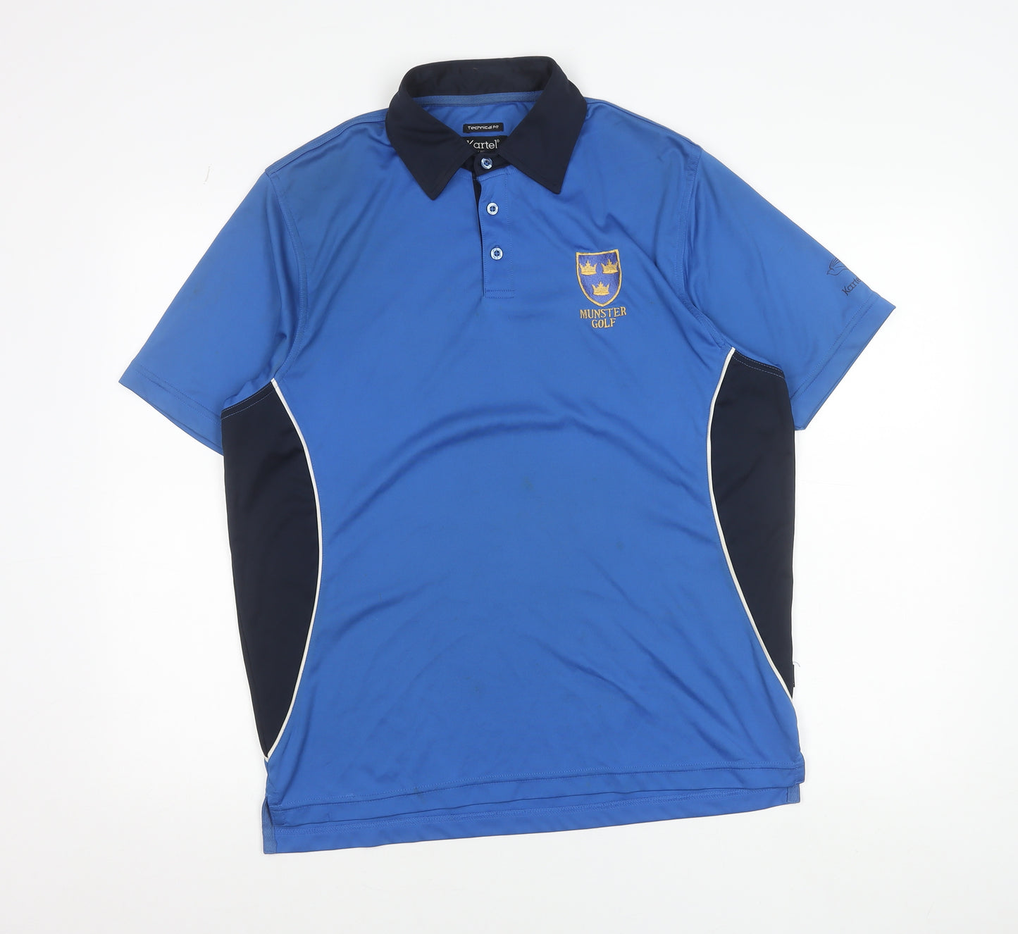 Kartel Mens Blue Polo Shirt L Munster Golf Technical Fit Short Sleeve