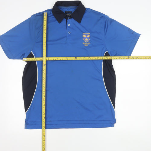 Kartel Mens Blue Polo Shirt L Munster Golf Technical Fit Short Sleeve