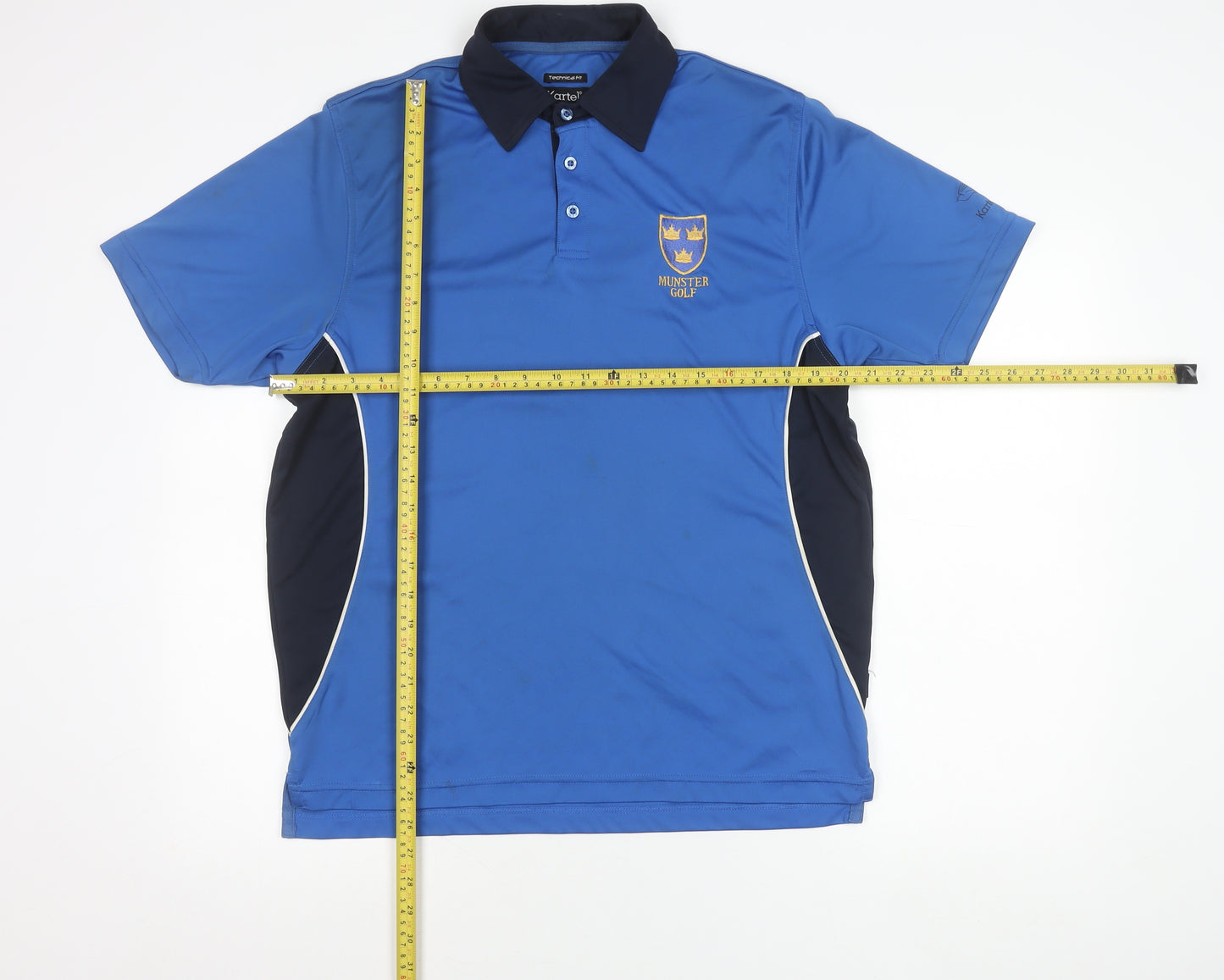 Kartel Mens Blue Polo Shirt L Munster Golf Technical Fit Short Sleeve