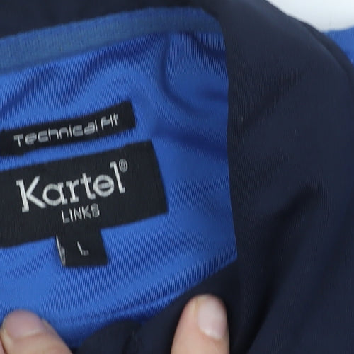 Kartel Mens Blue Polo Shirt L Munster Golf Technical Fit Short Sleeve