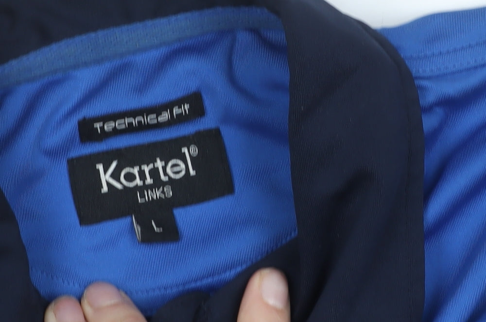 Kartel Mens Blue Polo Shirt L Munster Golf Technical Fit Short Sleeve