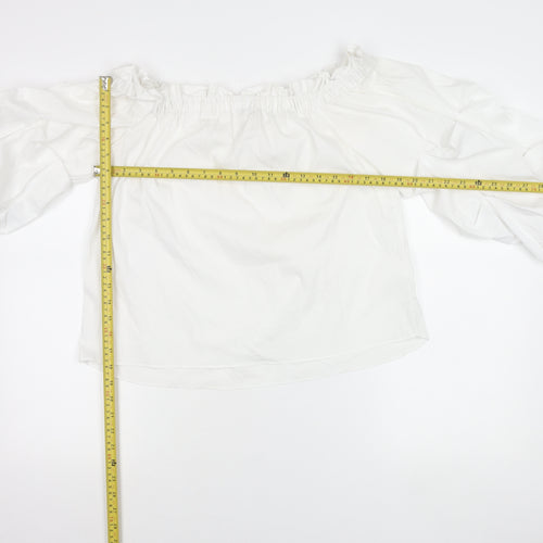 River Island Women White Off Shoulder Ruffle Peasant Blouse Size 10