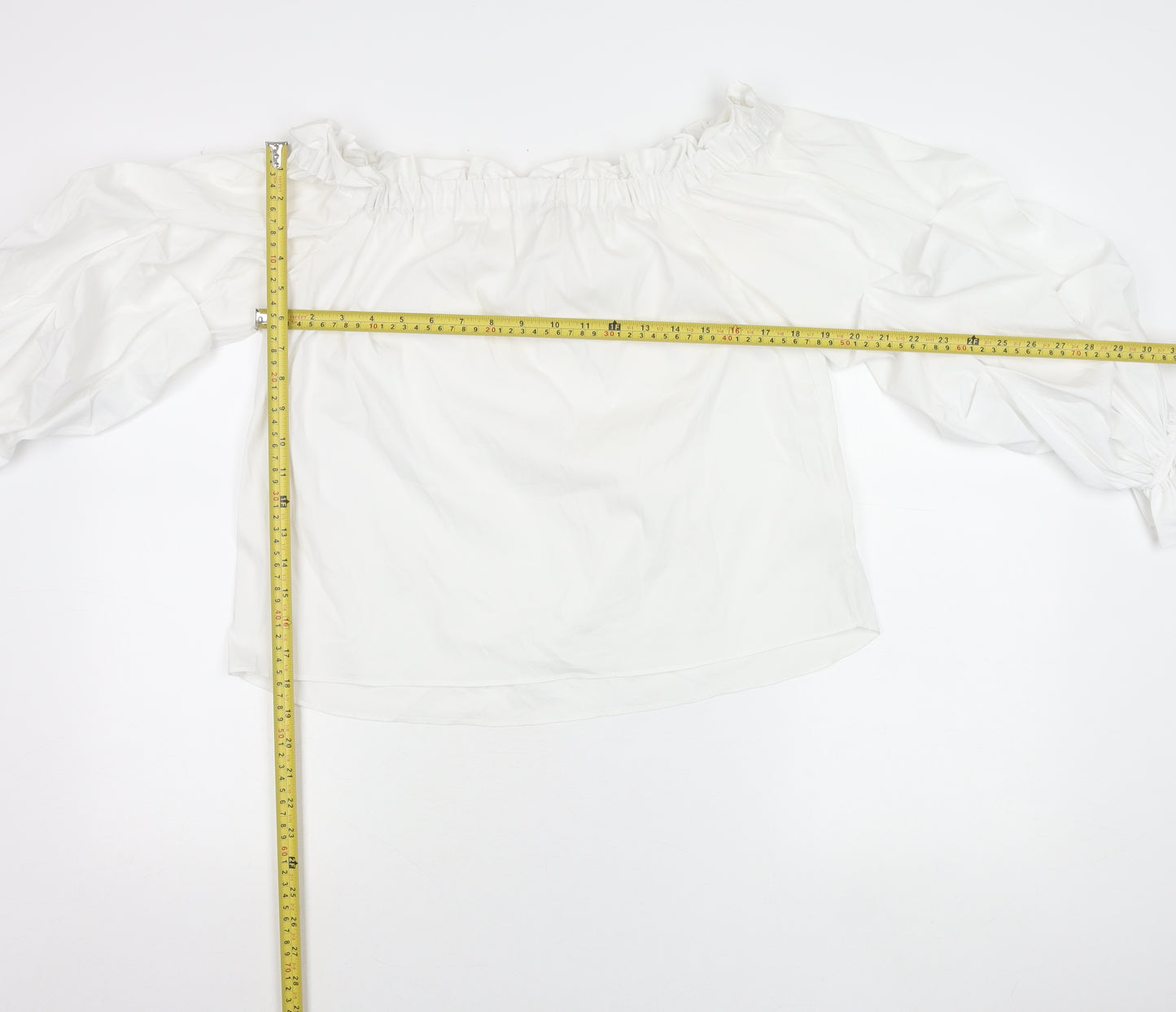 River Island Women White Off Shoulder Ruffle Peasant Blouse Size 10