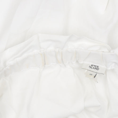 River Island Women White Off Shoulder Ruffle Peasant Blouse Size 10