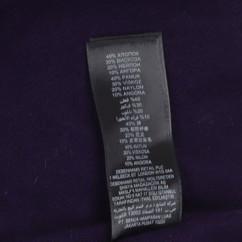 Rocha John Rocha Women Purple Knit Mini Dress Size 14 A-Line 3/4 Sleeve