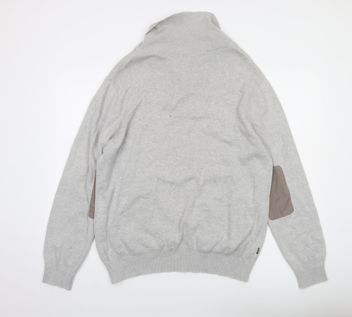 Levi's Men's Grey Cotton Slim Fit Shawl Collar Jumper XL