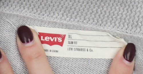Levi's Men's Grey Cotton Slim Fit Shawl Collar Jumper XL