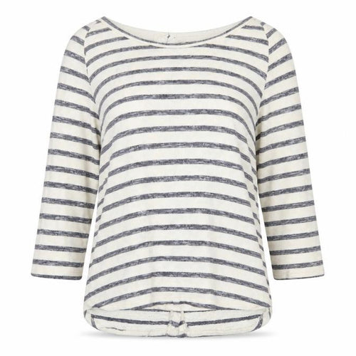 FatFace Women Blue Stripe 3/4 Sleeve Boat Neck Top Size 12