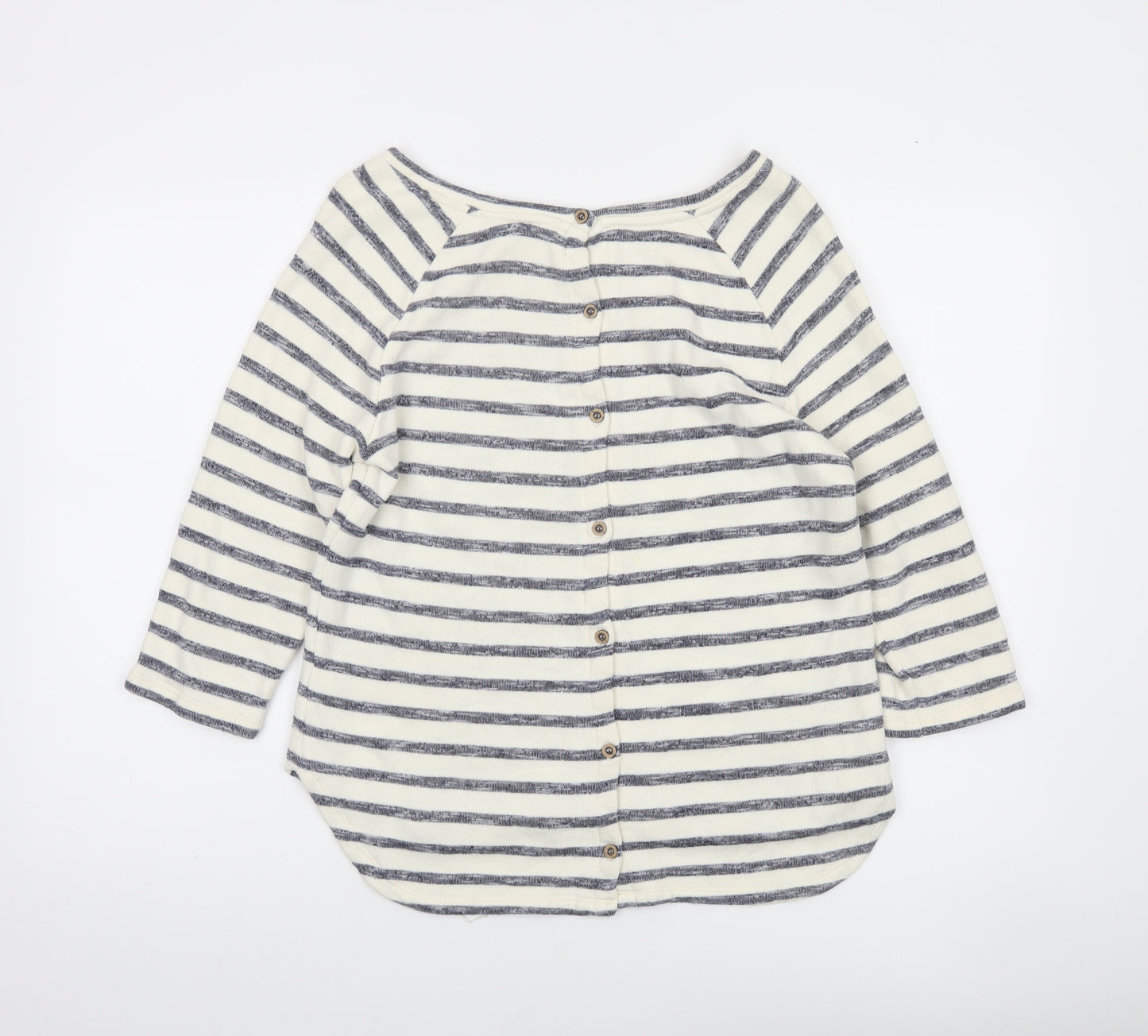 FatFace Women Blue Stripe 3/4 Sleeve Boat Neck Top Size 12