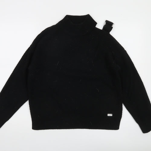 DKNY Women's Black Mock Neck Knit Pullover Jumper Size 12