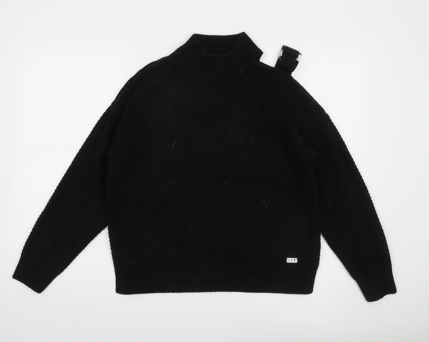 DKNY Women's Black Mock Neck Knit Pullover Jumper Size 12